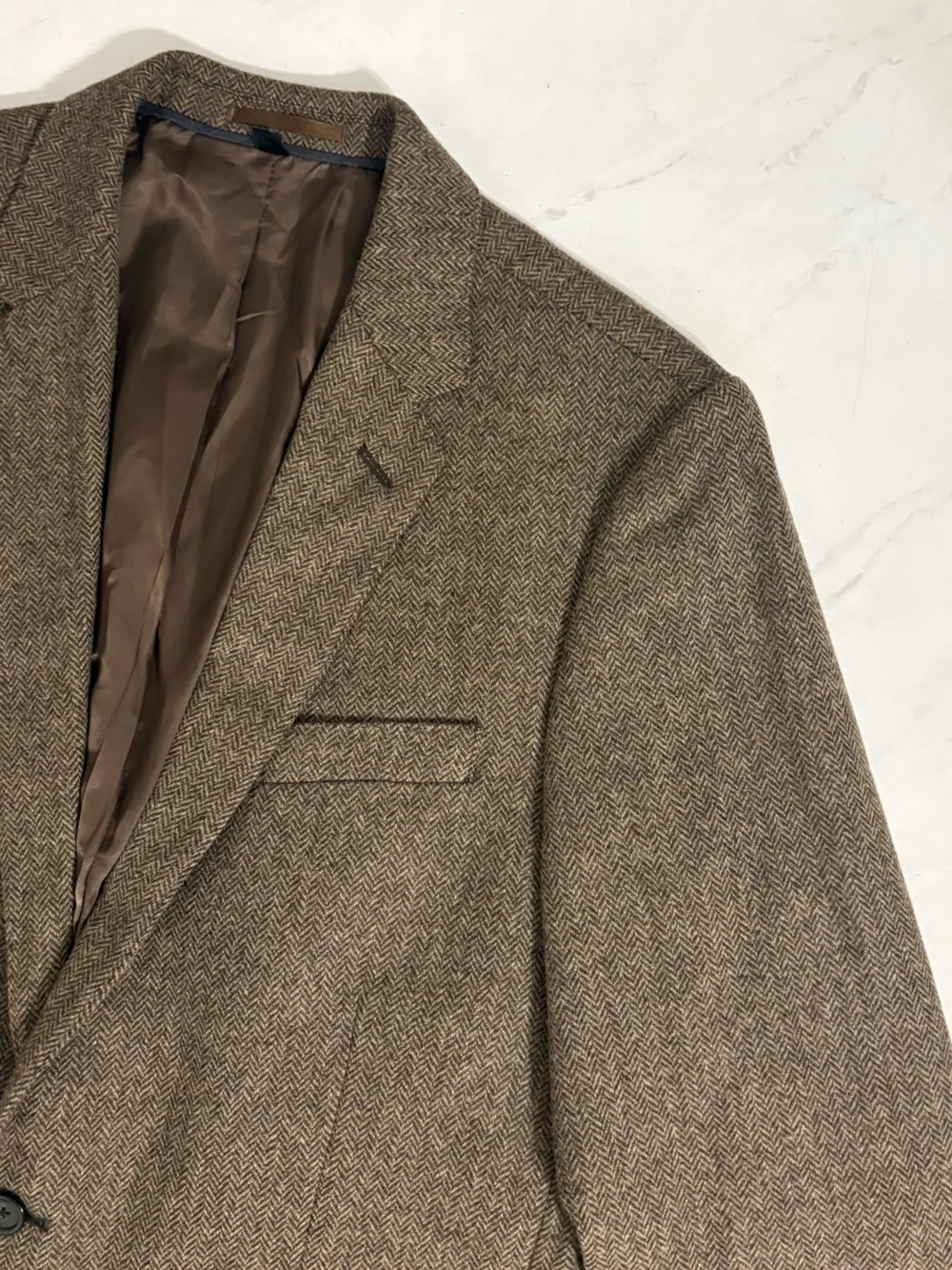 J. Crew Ludlow Men’s 42L Tan Herringbone Pattern Wool Blazer Suit Academia